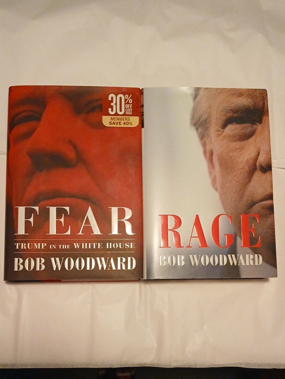 FEAR & RAGE by Bob Woodward — Red and White Hardcover Set